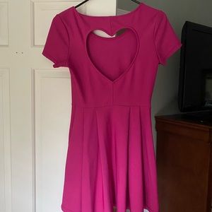Pink heart cut out back dress. Zipper on side